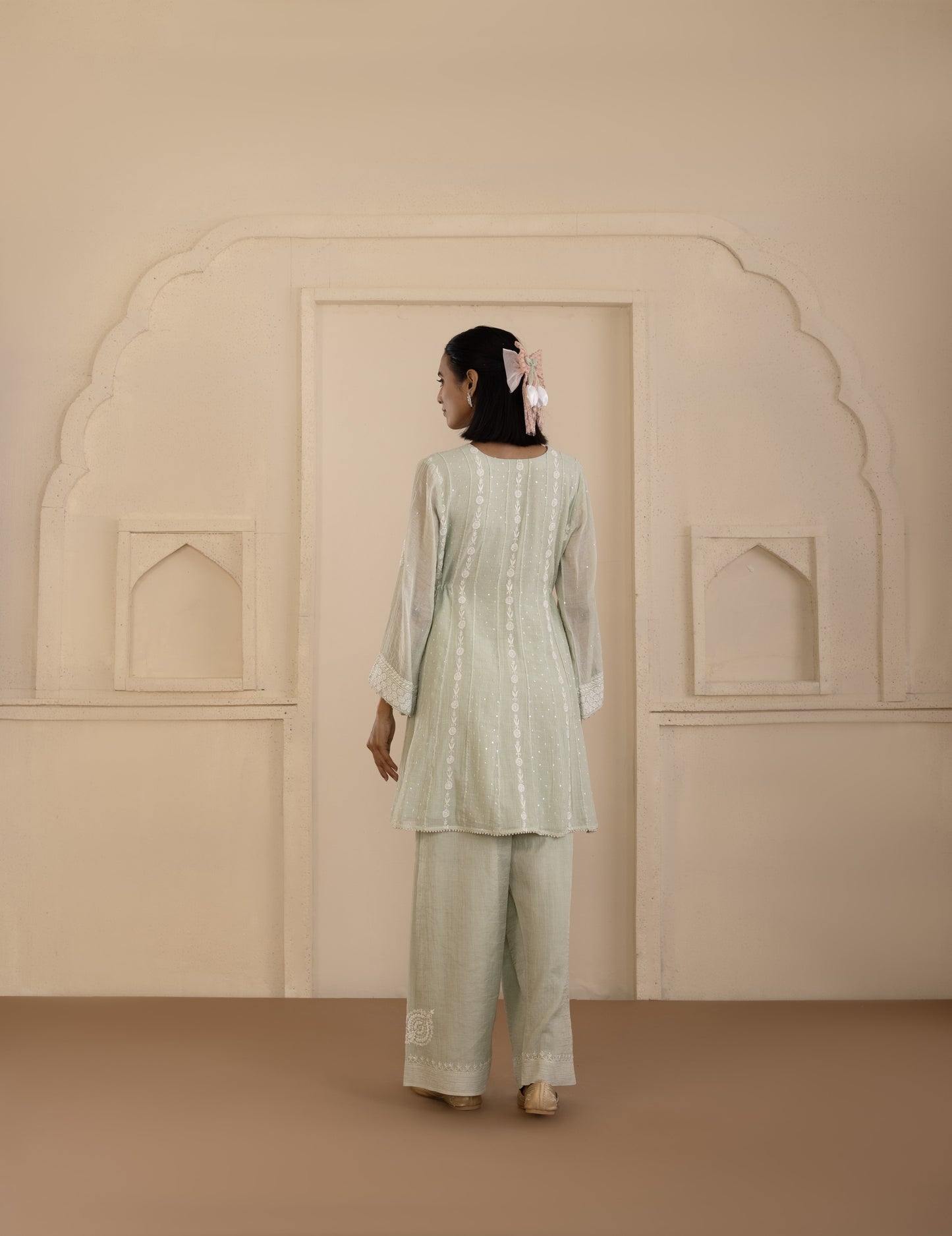 Sage Green Tissue A-Line Co-ord Set