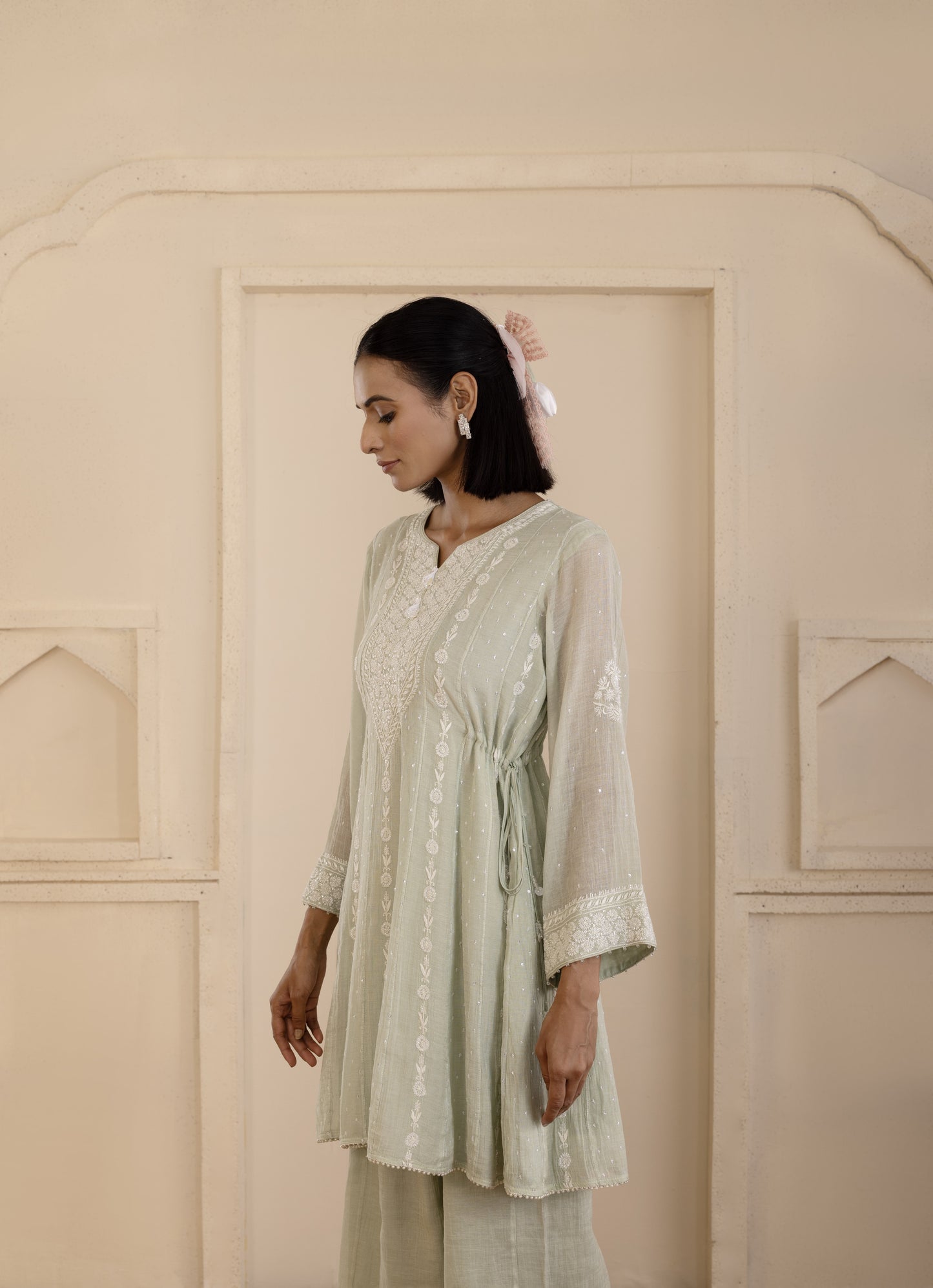 Sage Green Tissue A-Line Co-ord Set