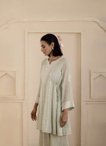 Sage Green Tissue A-Line Co-ord Set