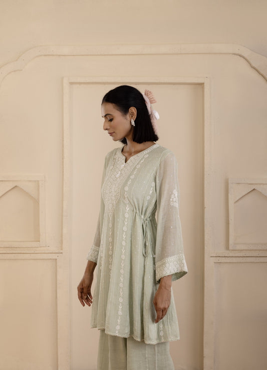 Sage Green Tissue A-Line Co-ord Set