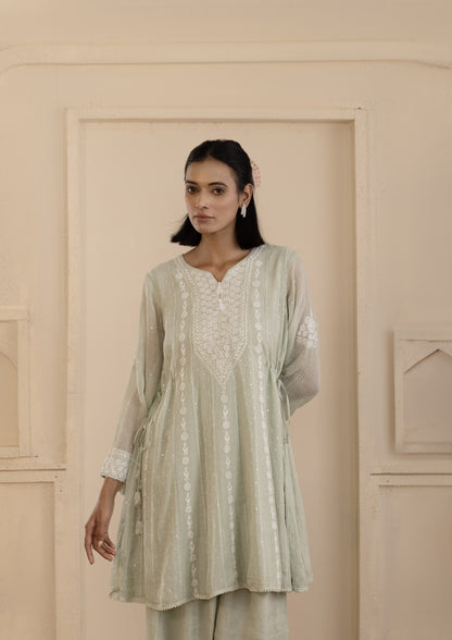 Sage Green Tissue A-Line Co-ord Set