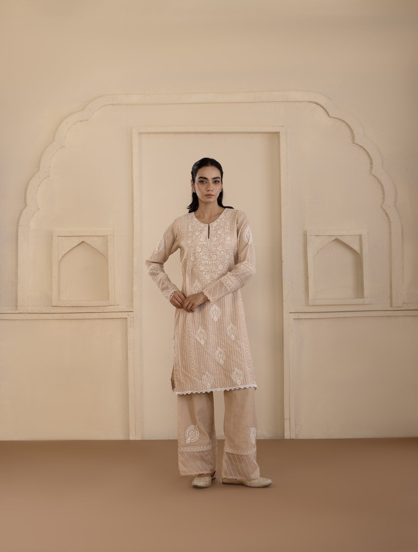 Peach Tissue Tie-Up Co-ord Set