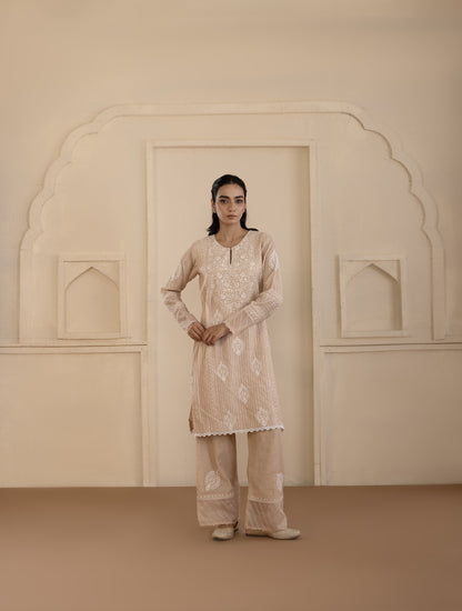 Peach Tissue Tie-Up Co-ord Set