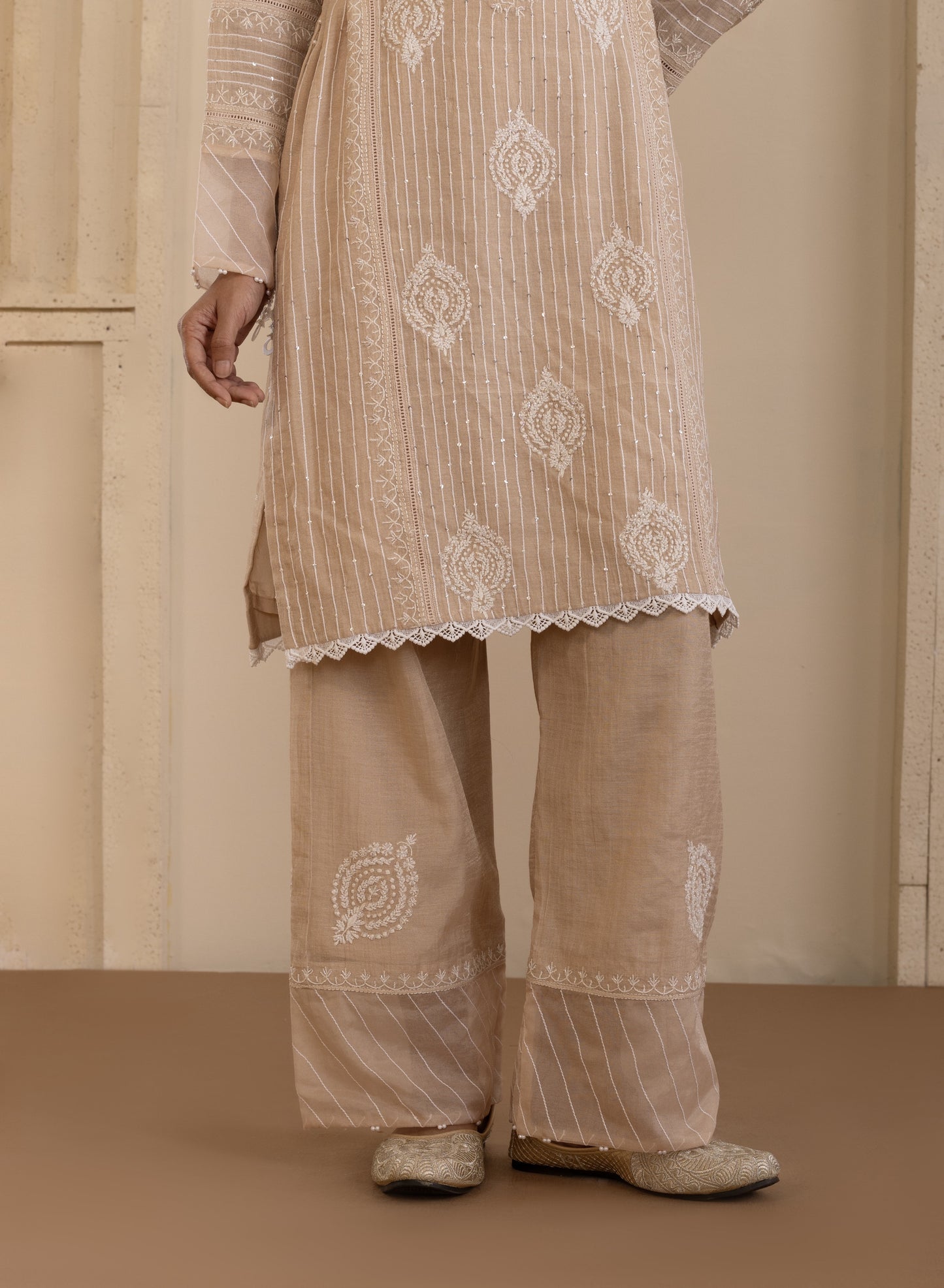 Peach Tissue Tie-Up Co-ord Set