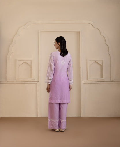 Lavender Chikankari Chanderi Co-ord Set