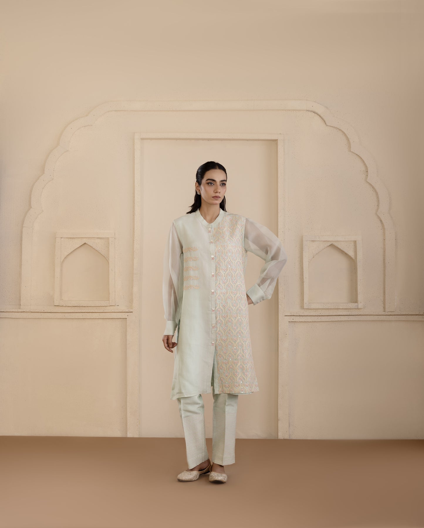 Mint Chikankari Co-ord Set