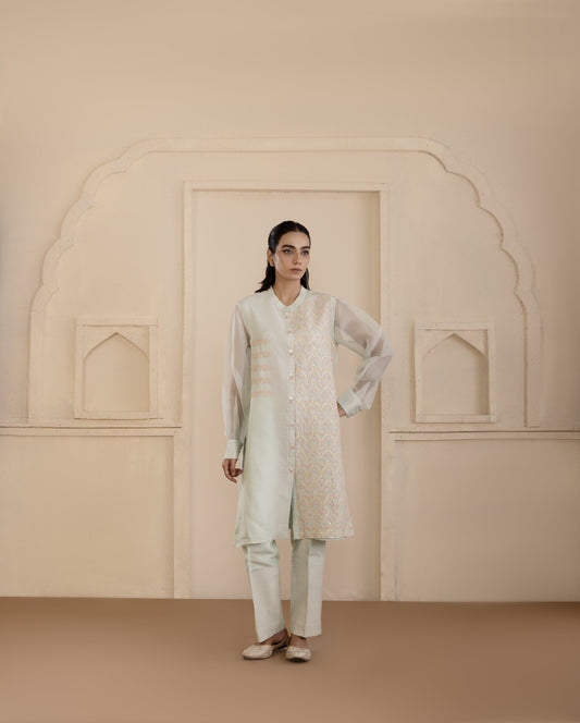 Mint Chikankari Co-ord Set