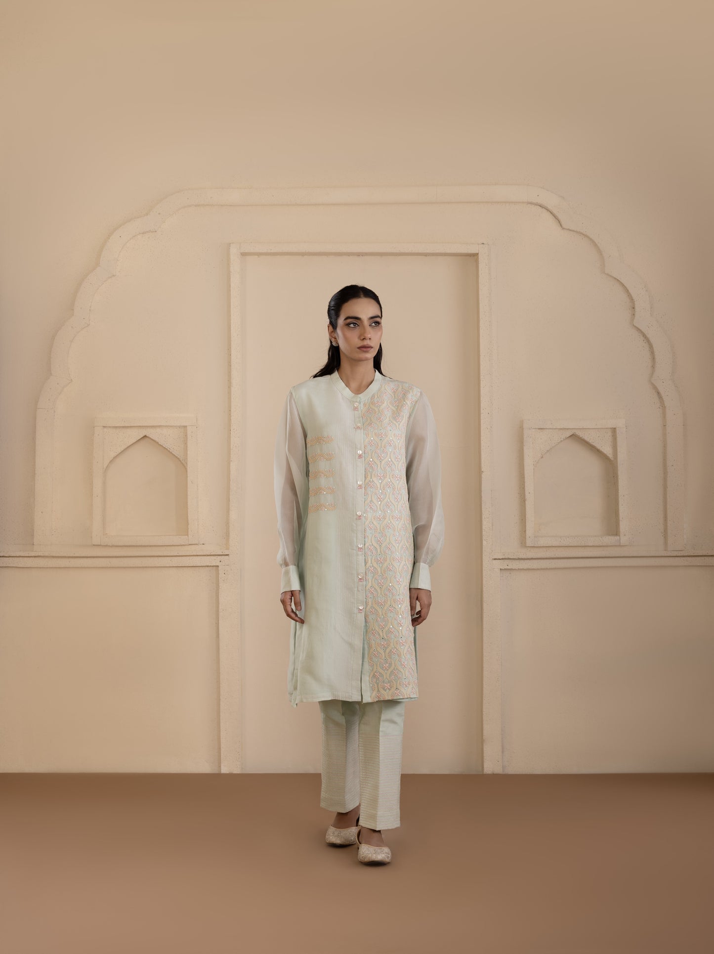 Mint Chikankari Co-ord Set