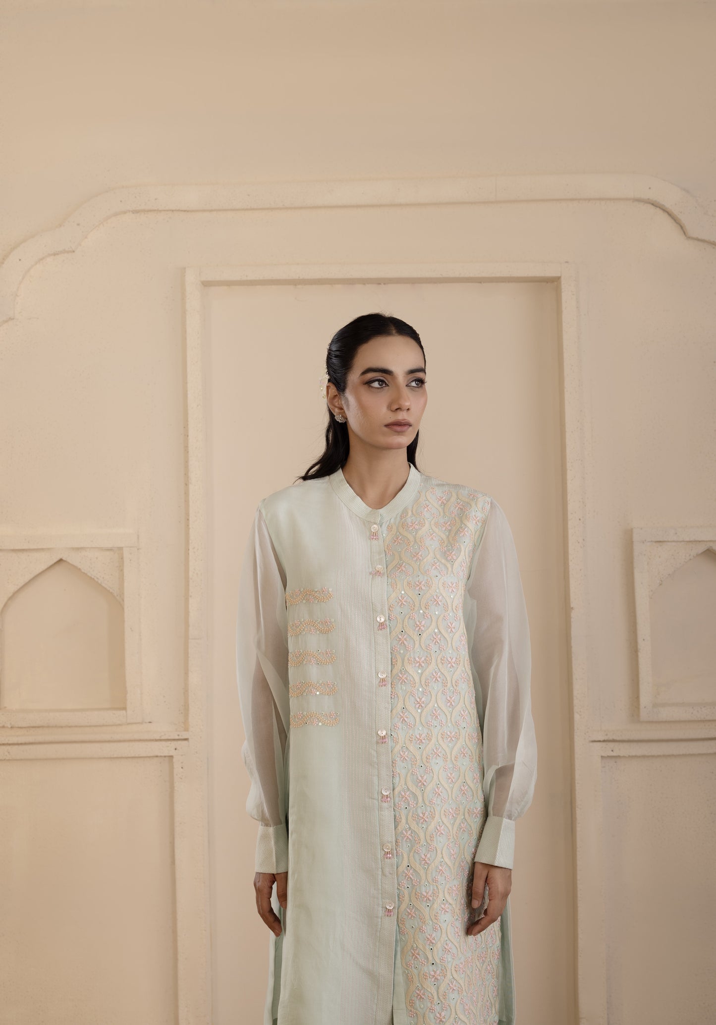 Mint Chikankari Co-ord Set