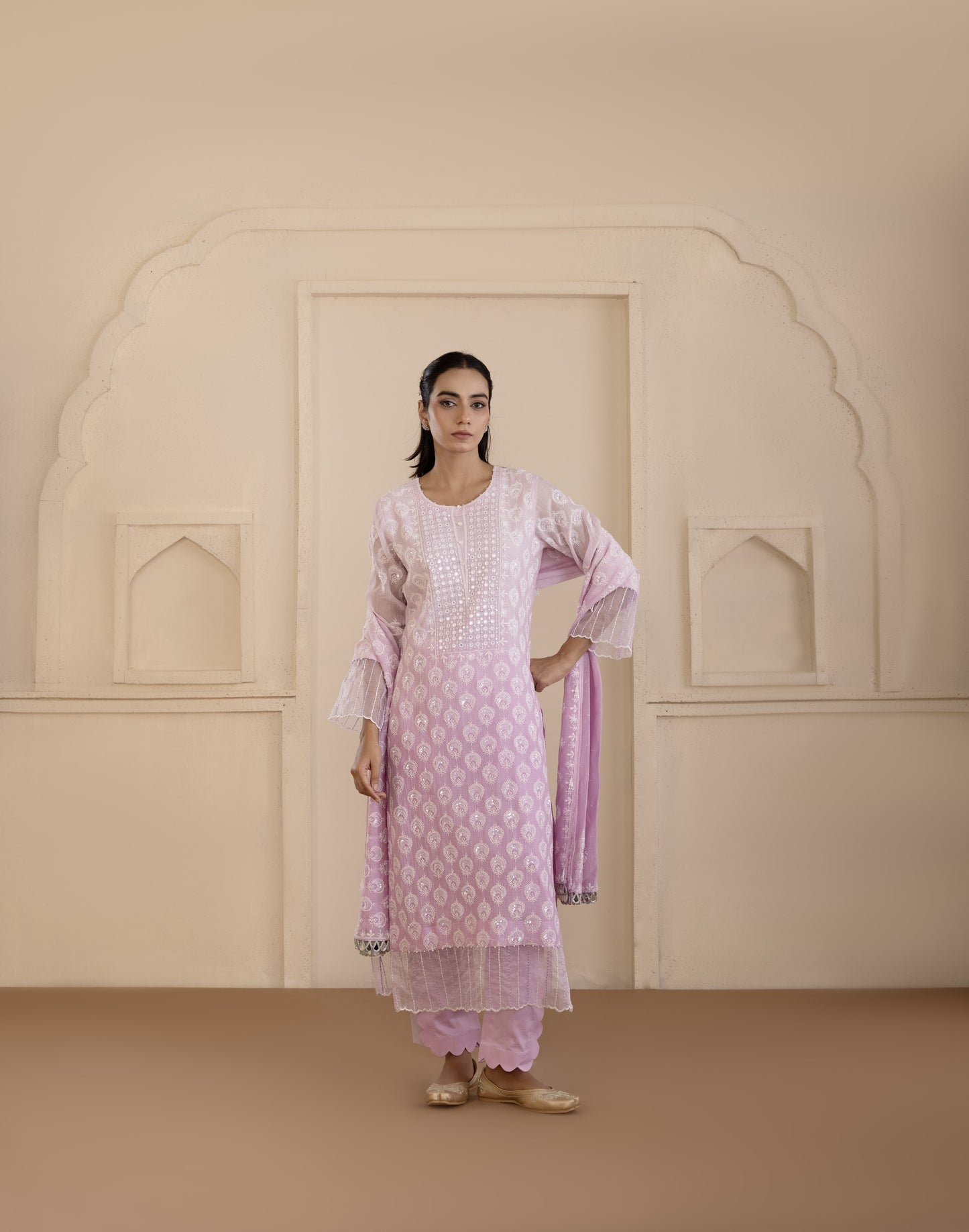 Lilac Mirrorwork Suit Set