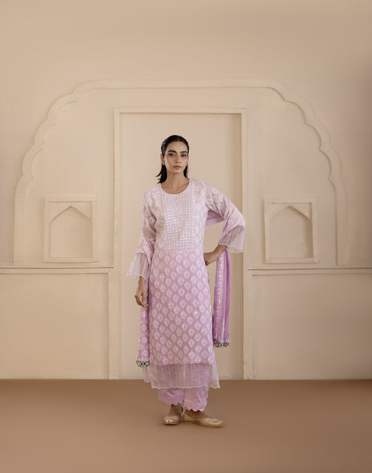Lilac Mirrorwork Suit Set