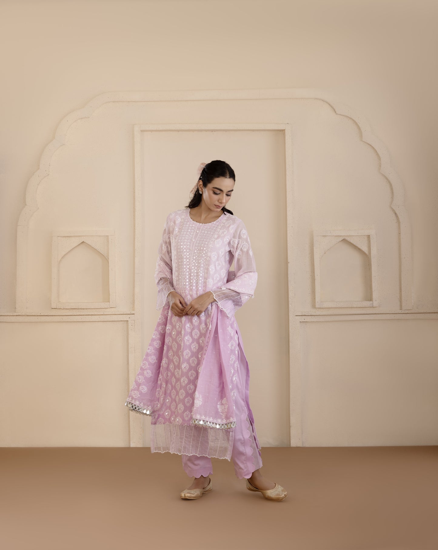 Lilac Mirrorwork Suit Set