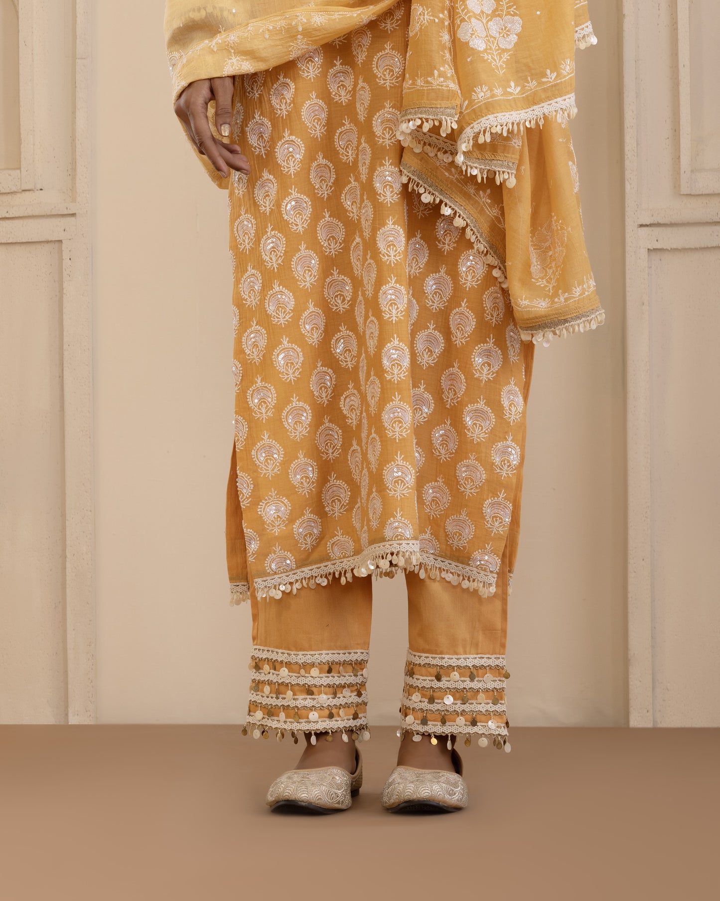 Tangerine Mirrorwork Suit Set