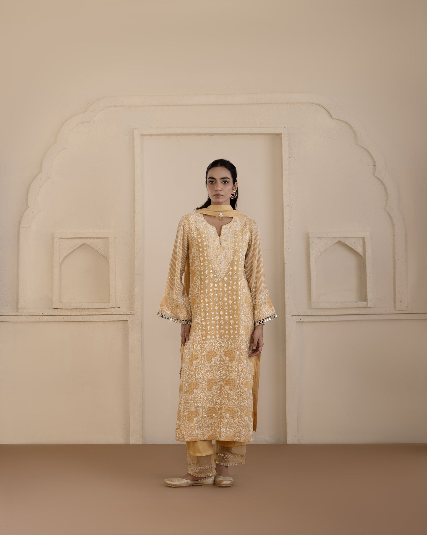 Tangerine Mirrorwork Suit Set