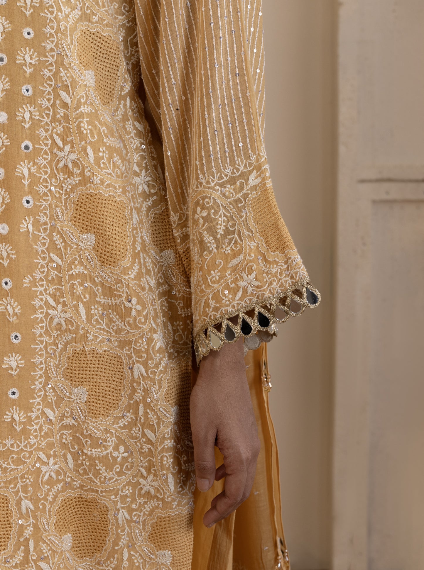 Tangerine Mirrorwork Suit Set