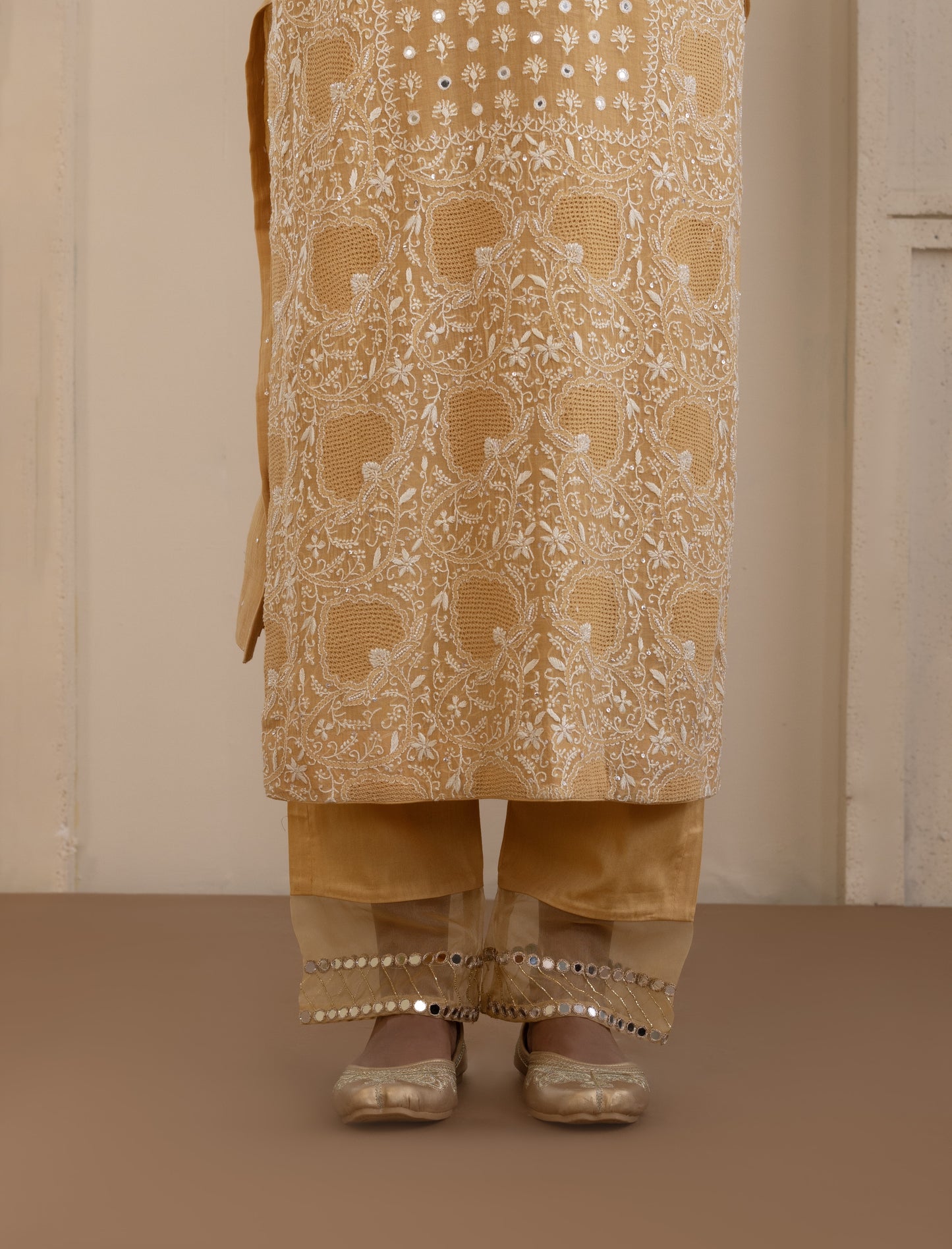 Tangerine Mirrorwork Suit Set