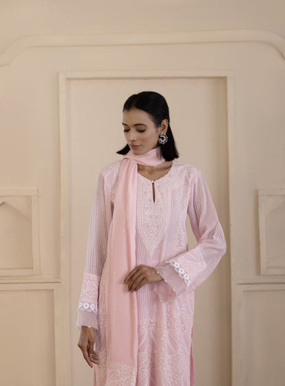 Blush Pink Jaali Mul Suit Set