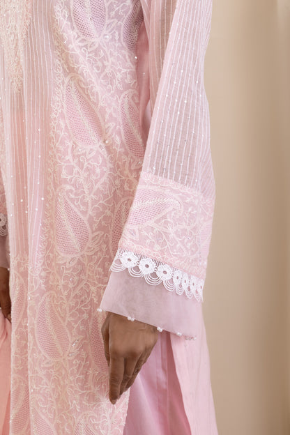 Blush Pink Jaali Mul Suit Set