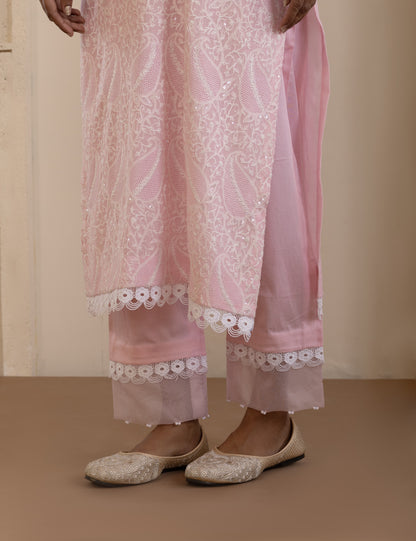 Blush Pink Jaali Mul Suit Set