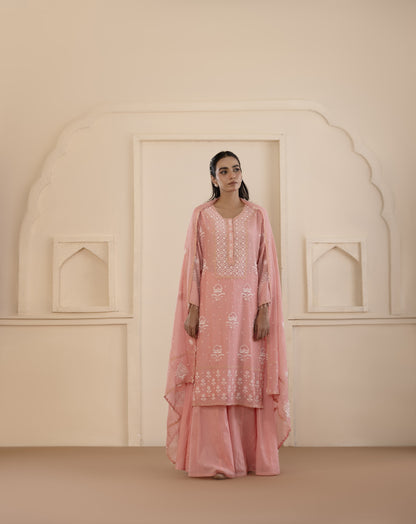 Blush Pink Chikankari Sharara Set
