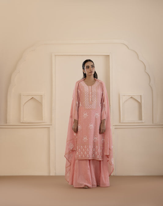 Blush Pink Chikankari Sharara Set