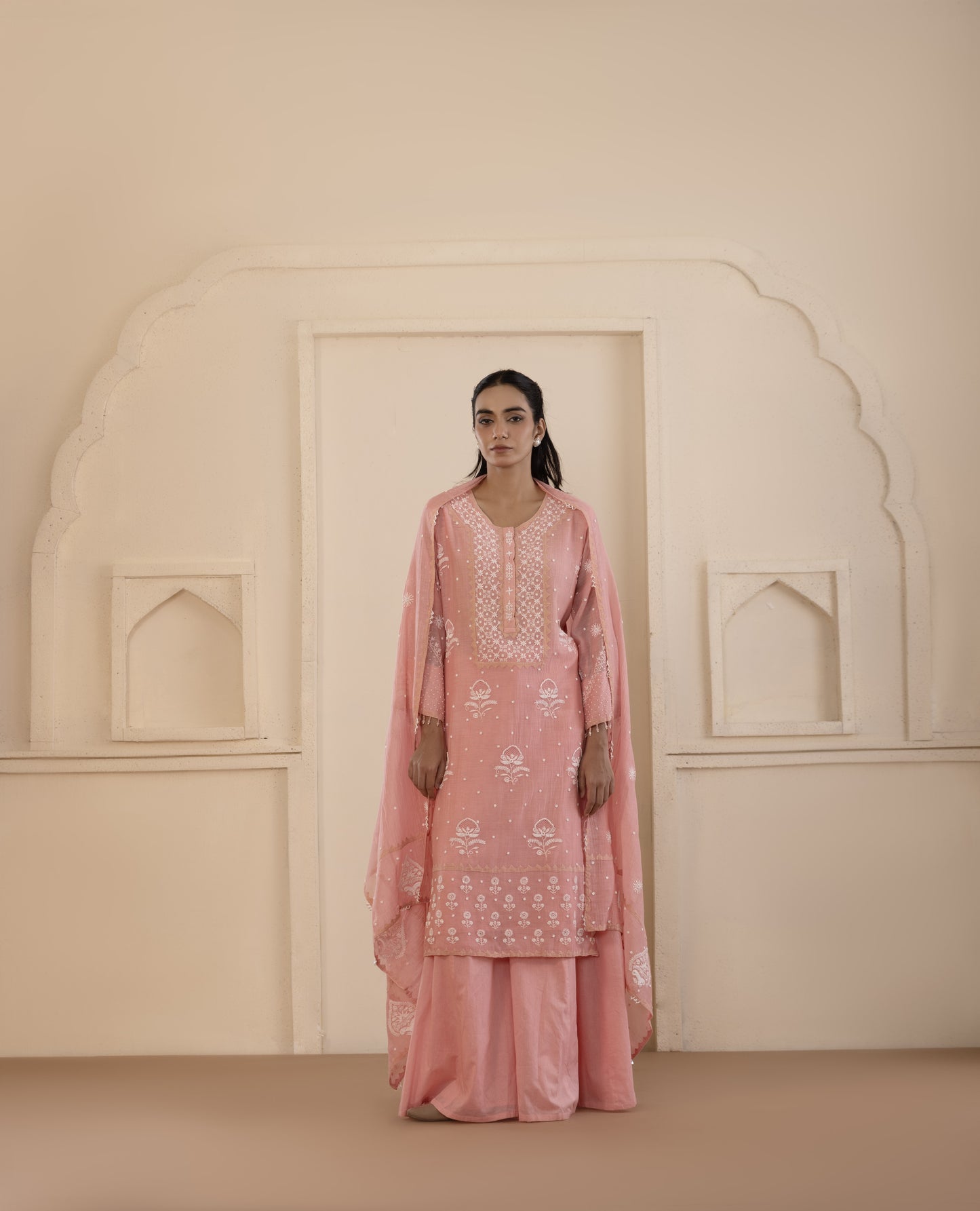 Blush Pink Chikankari Sharara Set