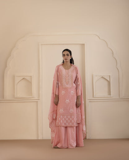 Blush Pink Chikankari Sharara Set