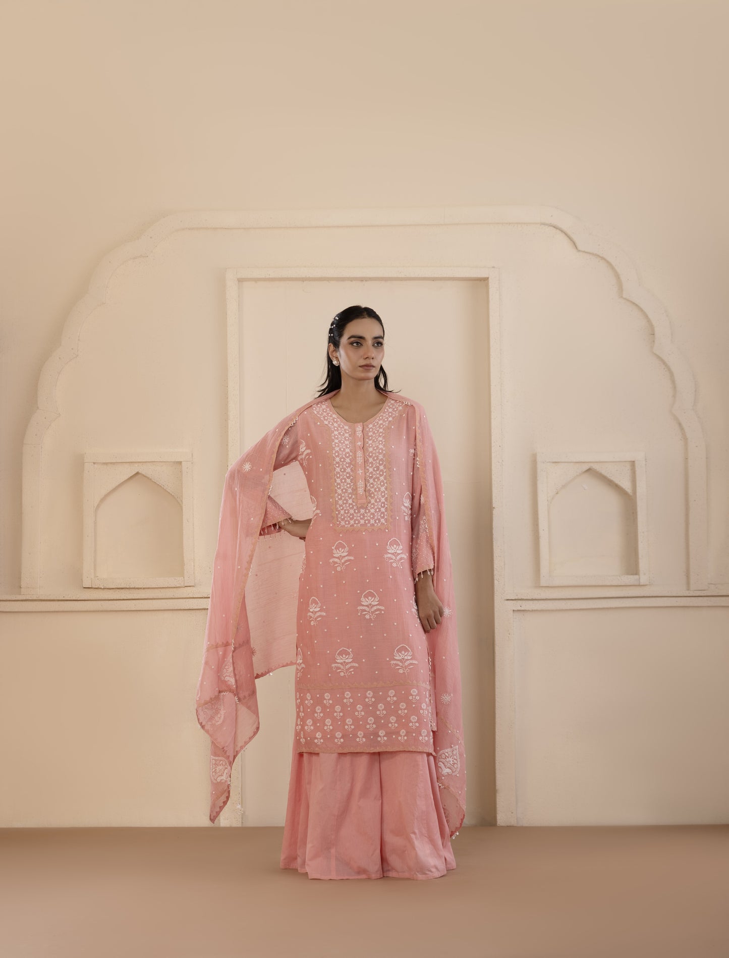 Blush Pink Chikankari Sharara Set