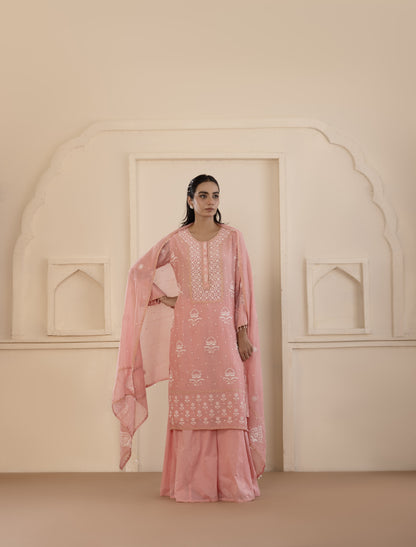 Blush Pink Chikankari Sharara Set