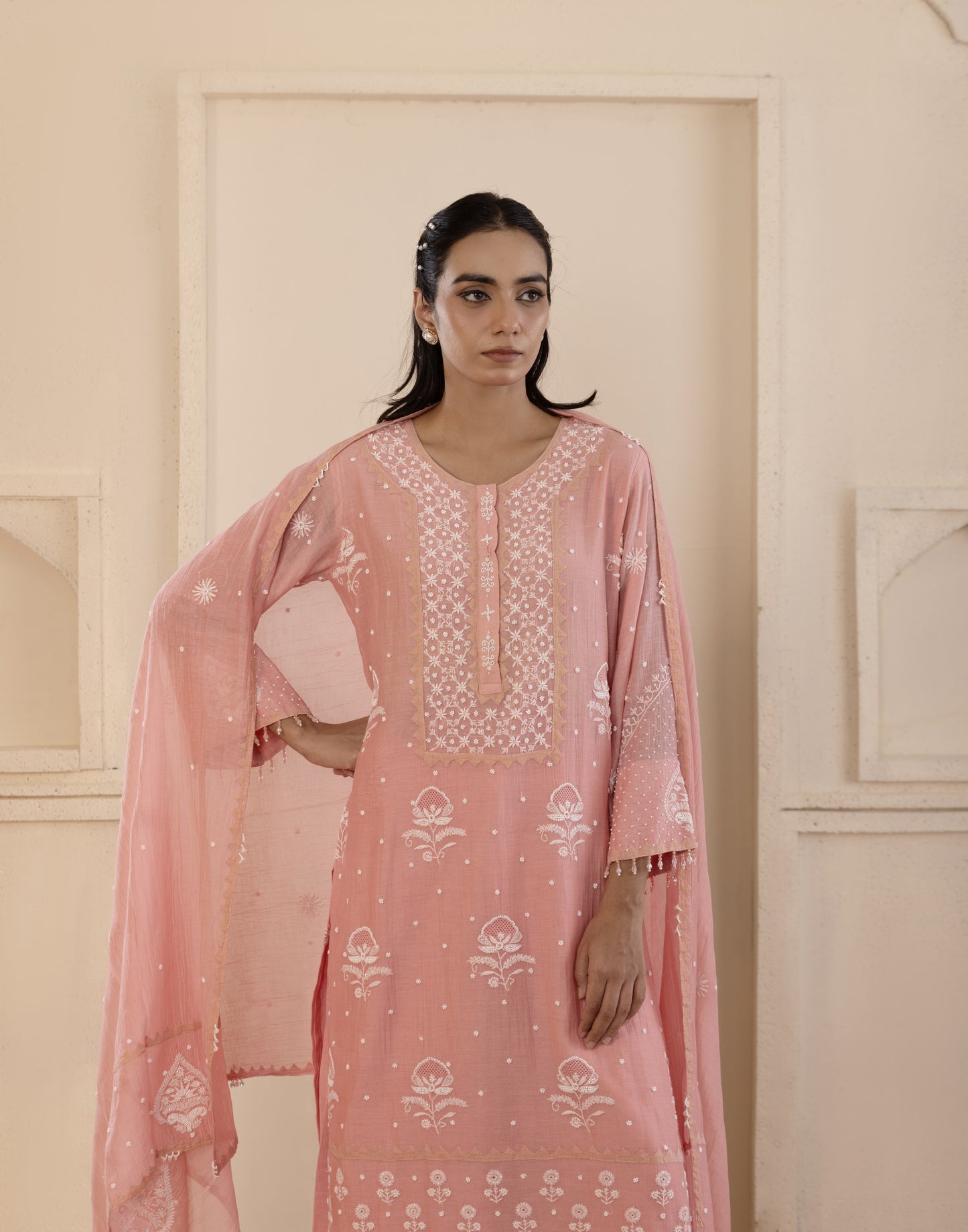 Blush Pink Chikankari Sharara Set