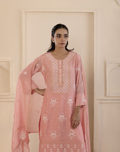 Blush Pink Chikankari Sharara Set