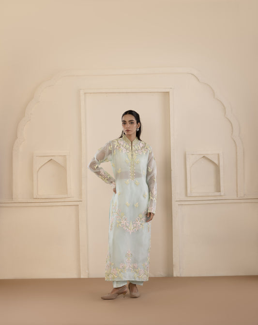 Azure Embroidered Organza Pakistani Set