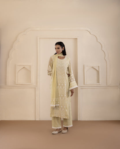 Sage Green Mul Chanderi Suit Set