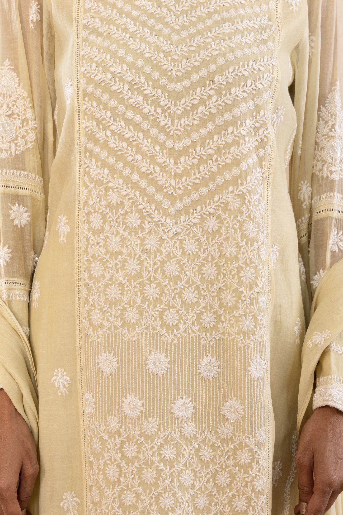 Sage Green Mul Chanderi Suit Set