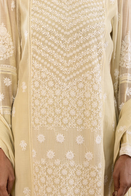 Sage Green Mul Chanderi Suit Set