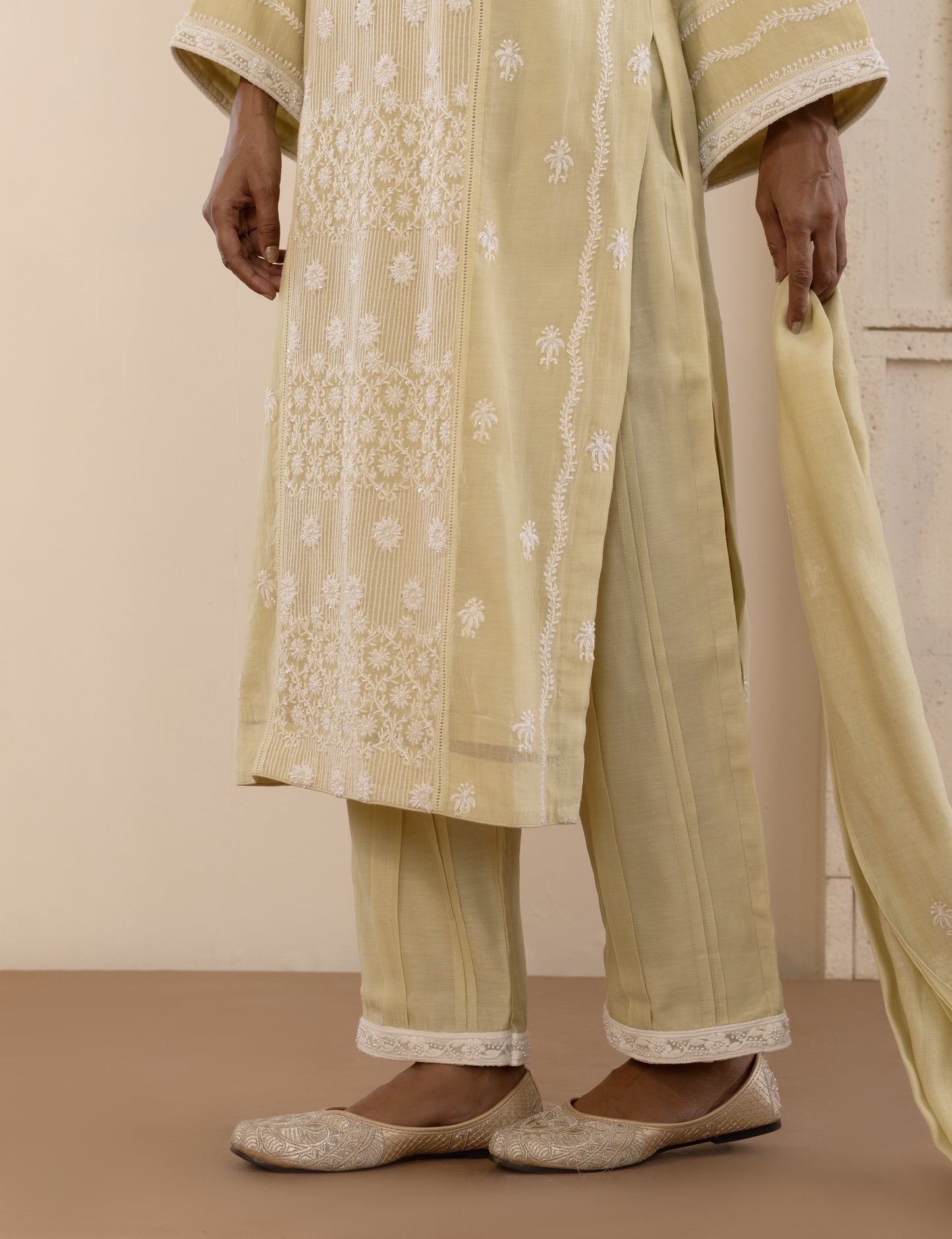 Sage Green Mul Chanderi Suit Set