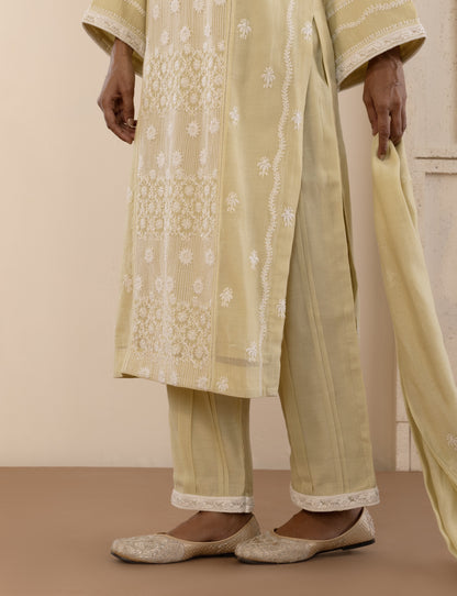 Sage Green Mul Chanderi Suit Set