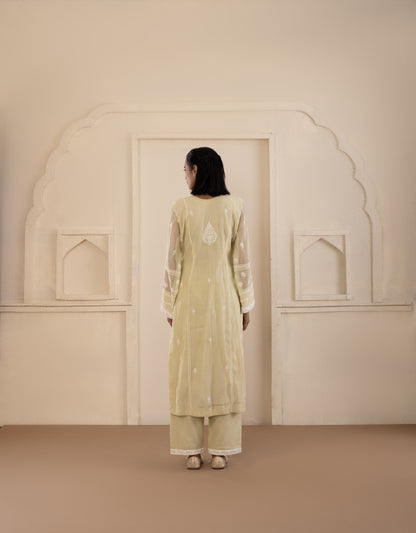 Sage Green Mul Chanderi Suit Set