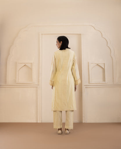 Light Mustard Chikankari Chanderi Suit Set