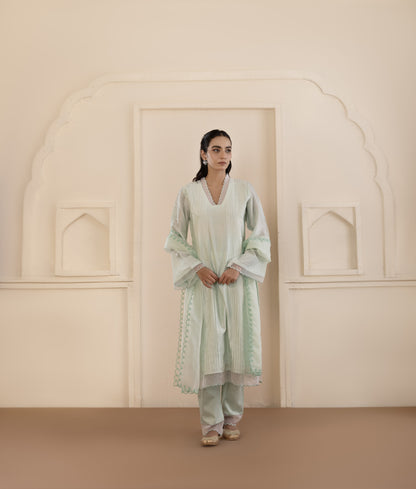 Mint Chikankari Chanderi Suit Set