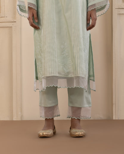 Mint Chikankari Chanderi Suit Set