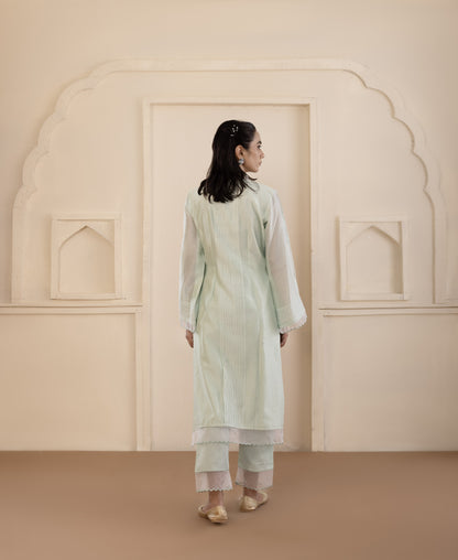 Mint Chikankari Chanderi Suit Set