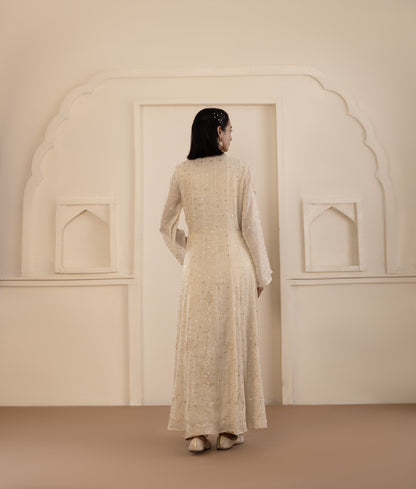 Gold Mukaish Tissue Anarkali Set