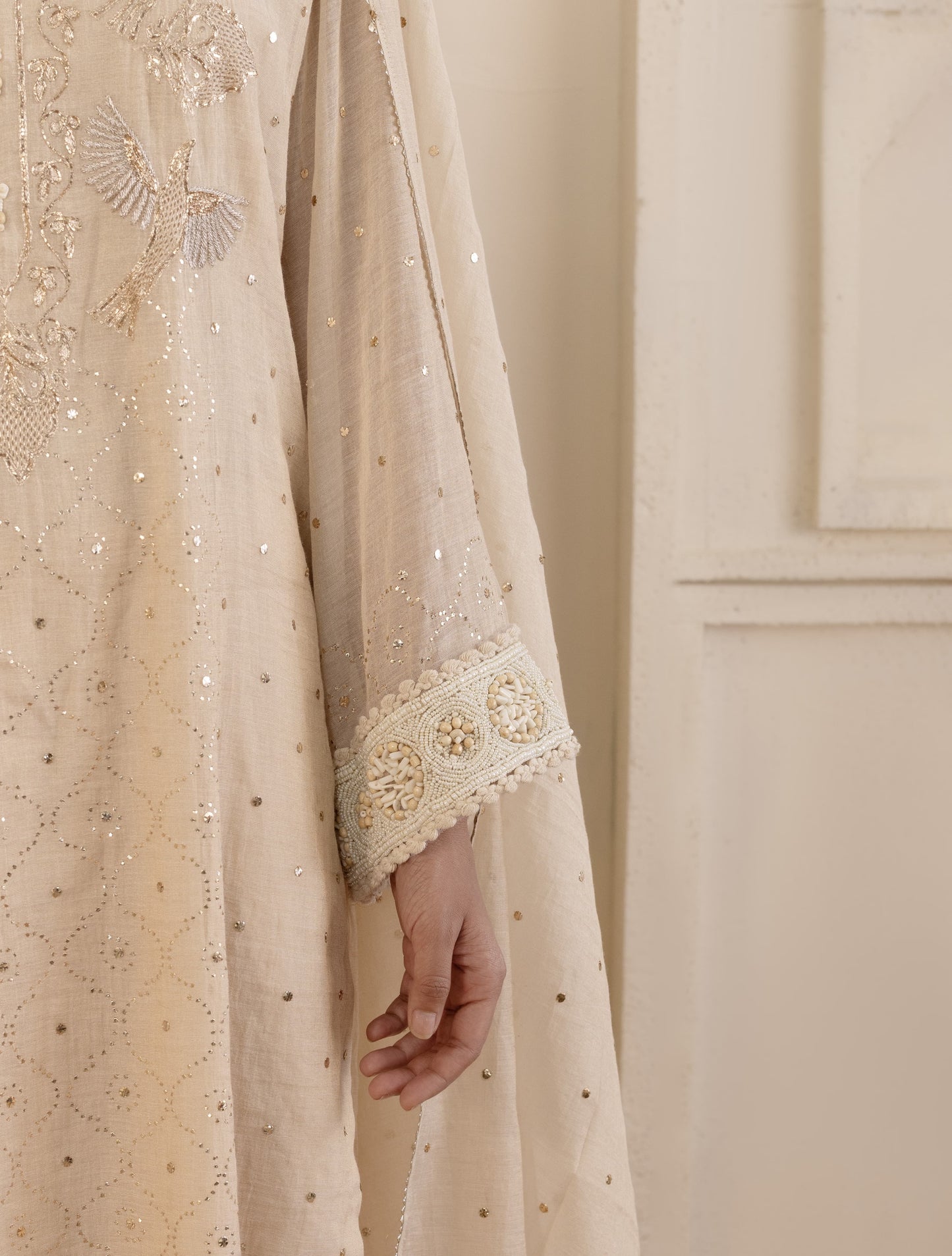 Ganga Jamuni Bird Motif Tissue Suit Set