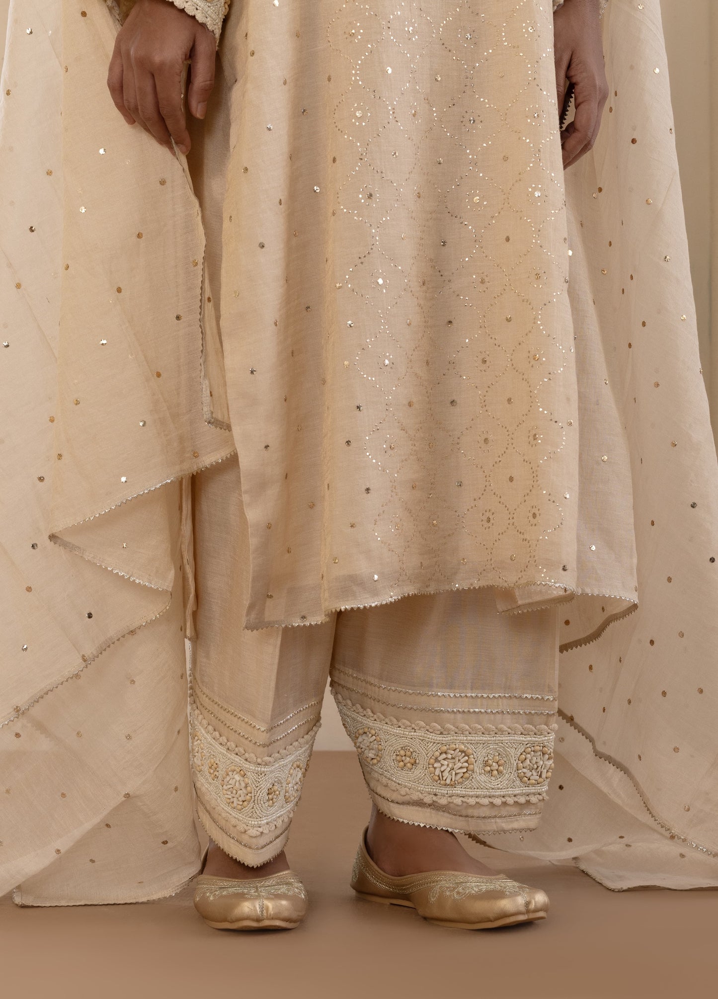 Ganga Jamuni Bird Motif Tissue Suit Set