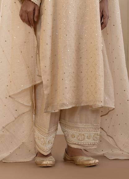 Ganga Jamuni Bird Motif Tissue Suit Set