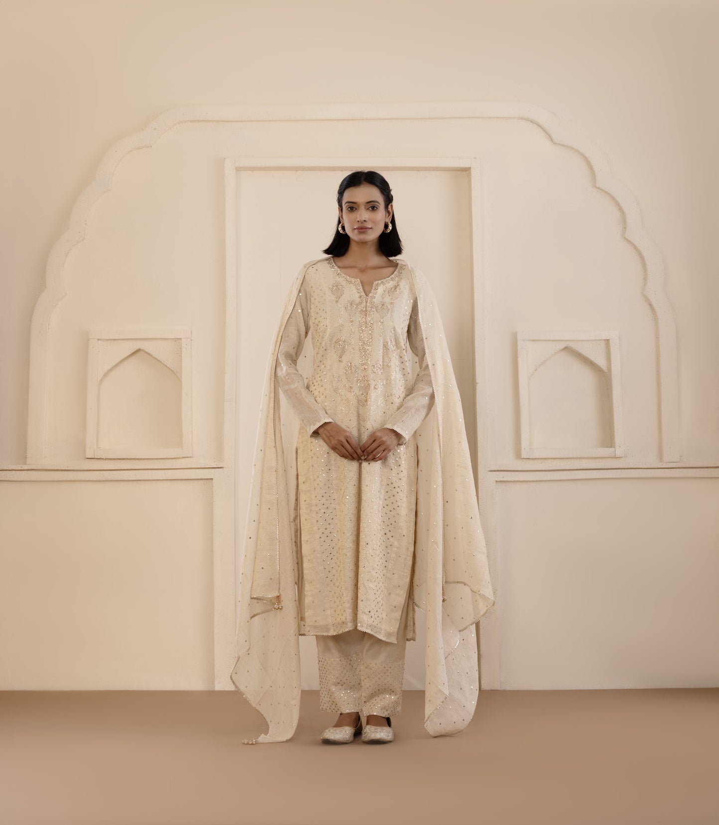 Gold Mukaish Tissue Suit Set