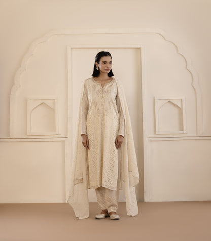 Gold Mukaish Tissue Suit Set