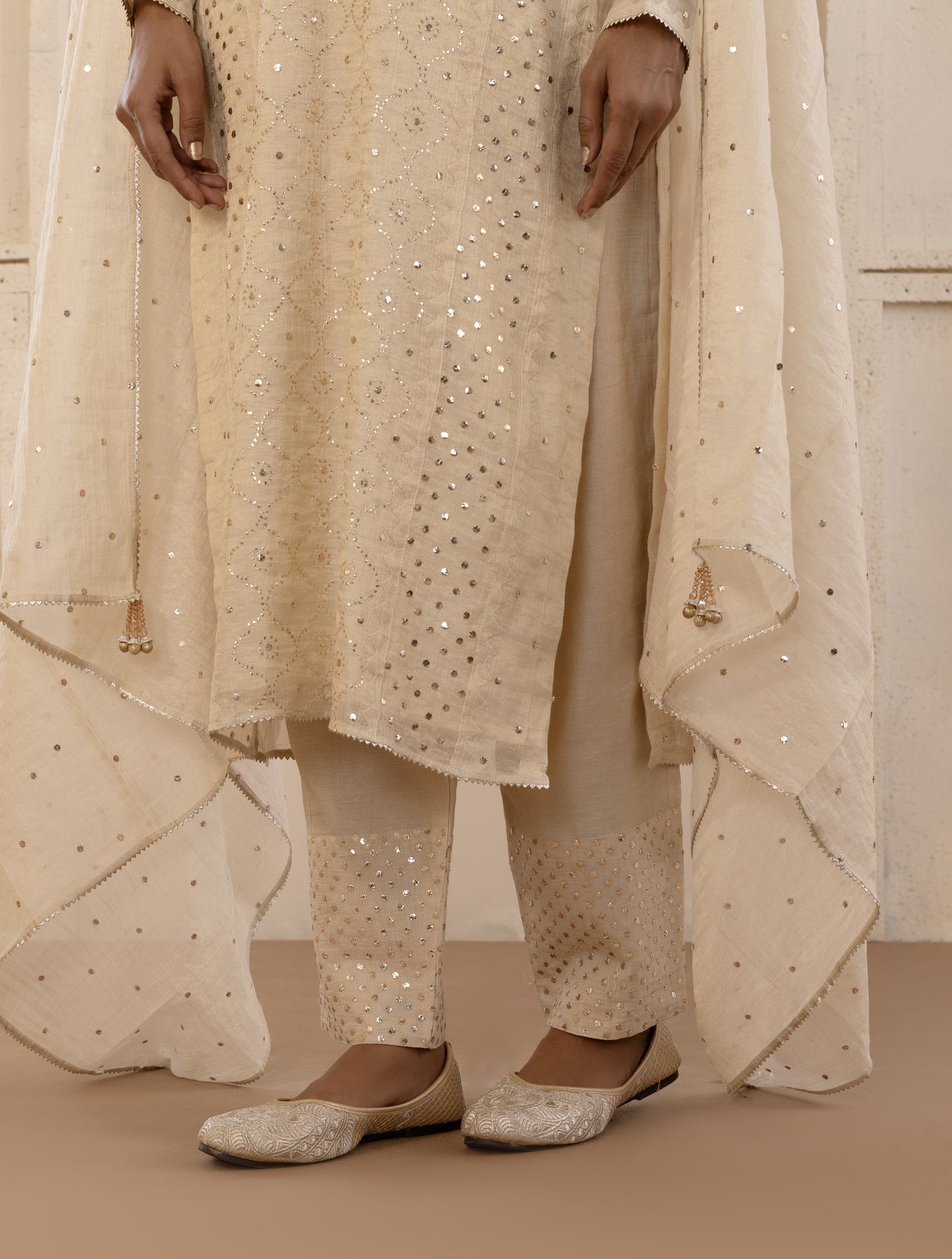 Gold Mukaish Tissue Suit Set