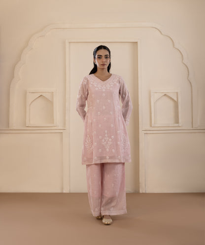 Blush Pink Mukaish Tissue Co-ord Set